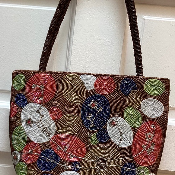 Gorgeous Multi Colored Hand Beaded Handbag - Picture 3 of 5